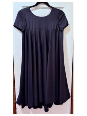La Mania Navy Blue Wool Tent Dress with Belt Sz 2